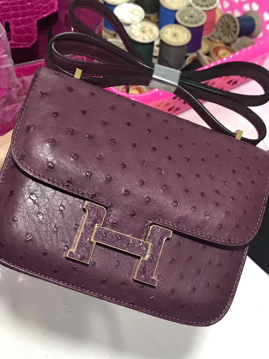 Túi xách Hermes Constance siêu cấp da đà điểu - TXHM045