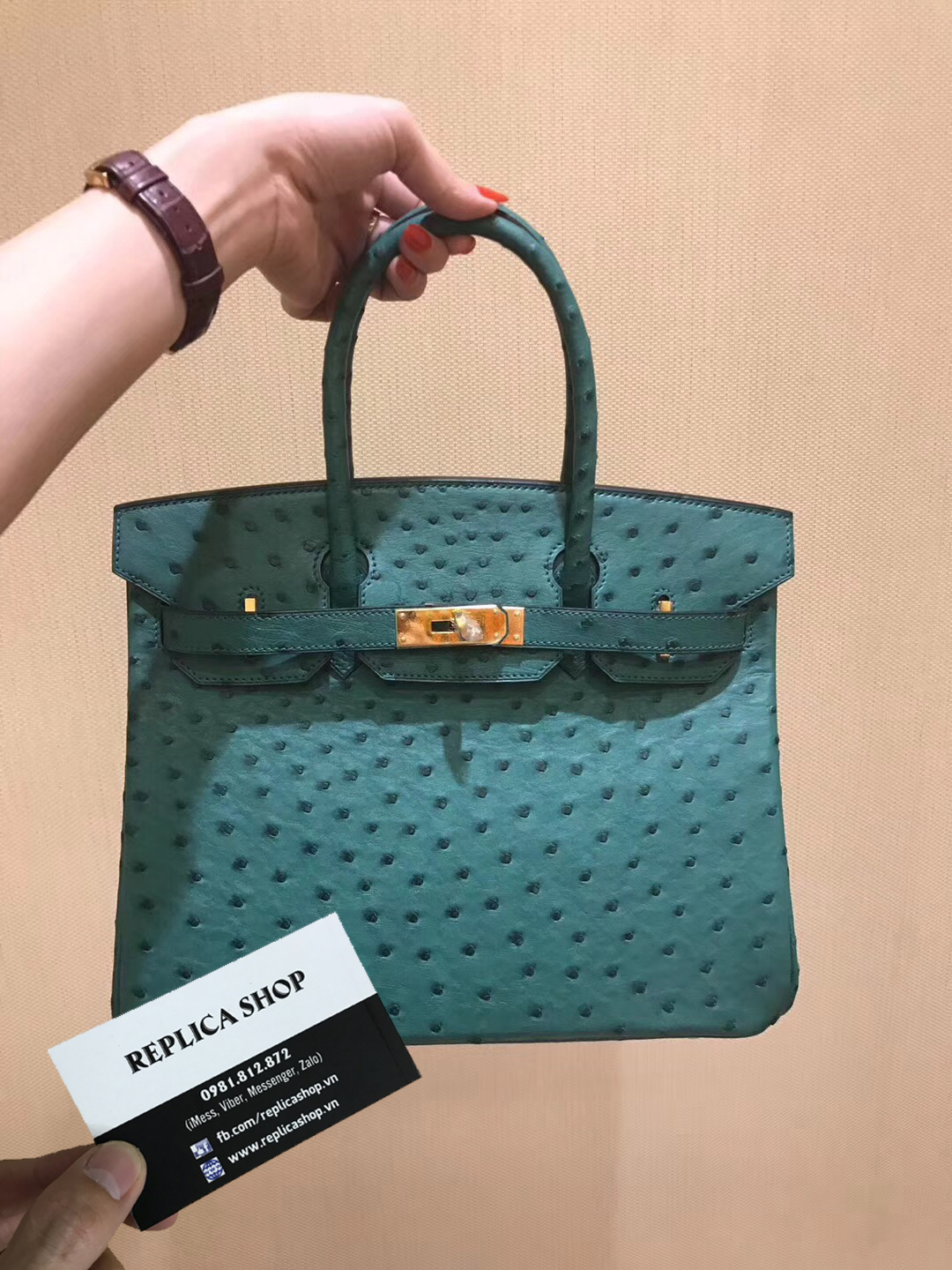 Túi xách Hermes Birkin siêu cấp da đà điểu - TXHM047