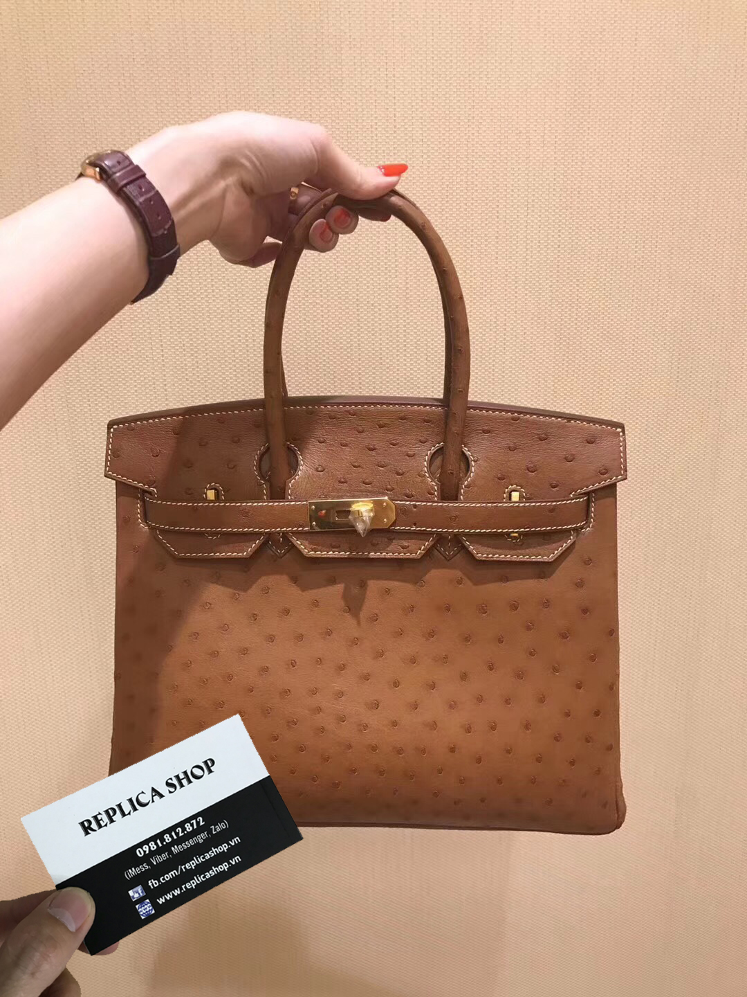 Túi xách Hermes Birkin siêu cấp da đà điểu - TXHM049