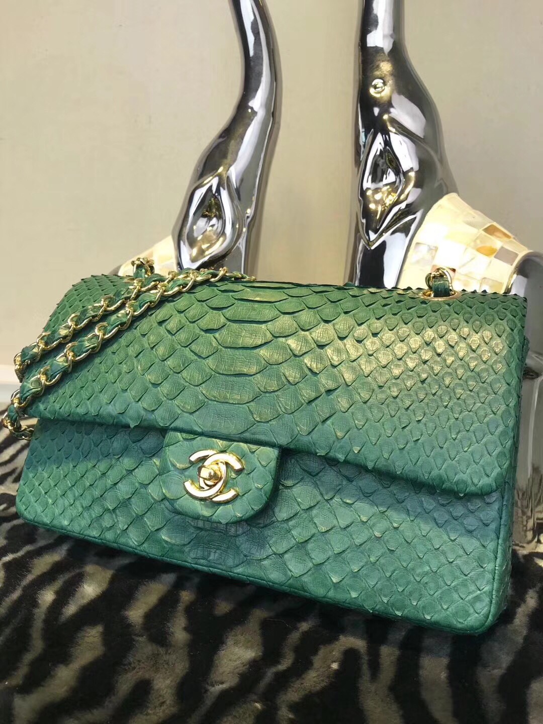 Túi xách Chanel Classic da trăn siêu cấp VIP - TXCN244