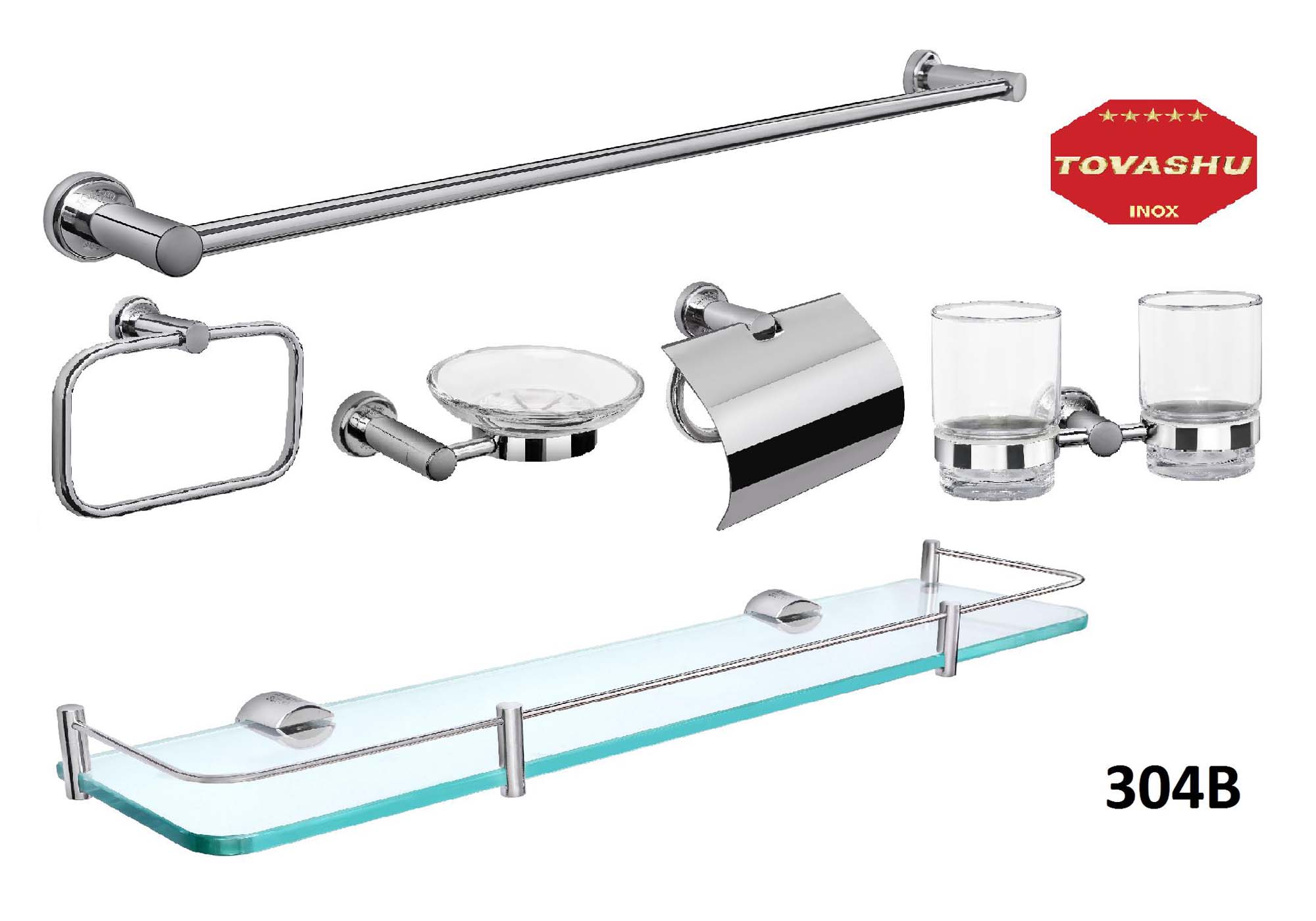 Bộ phụ kiện inox cao cấp 6 món 304B