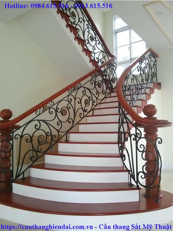 Cầu thang sắt mỹ thuật đẹp, báo giá cầu thang sắt nghệ thuật tại Vĩnh Phúc, Hà Nội
