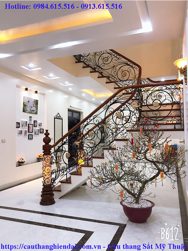 Cầu thang sắt nghệ thuật đẹp tại Quảng Ninh, Hạ Long, Hưng Yên, Bắc Ninh