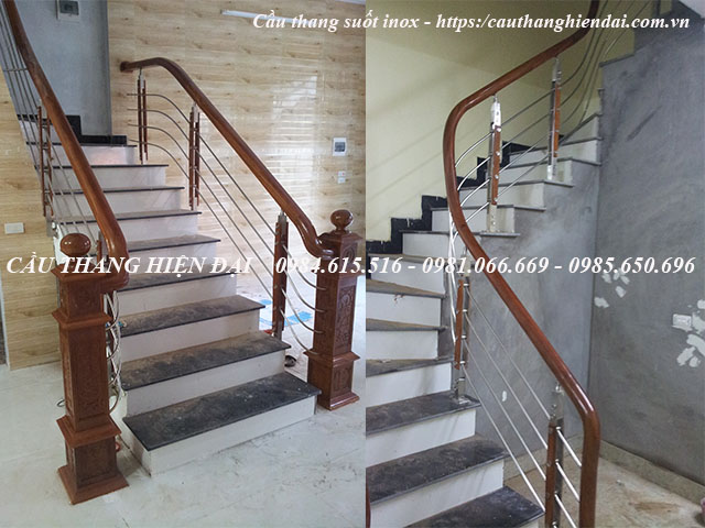 Cầu thang inox tay vịn nhựa, cầu thang inox tay vịn gỗ, tay vịn inox