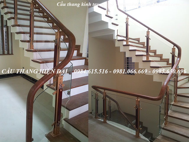 Mẫu cầu thang kính đẹp tại Đông Anh, hà Nội