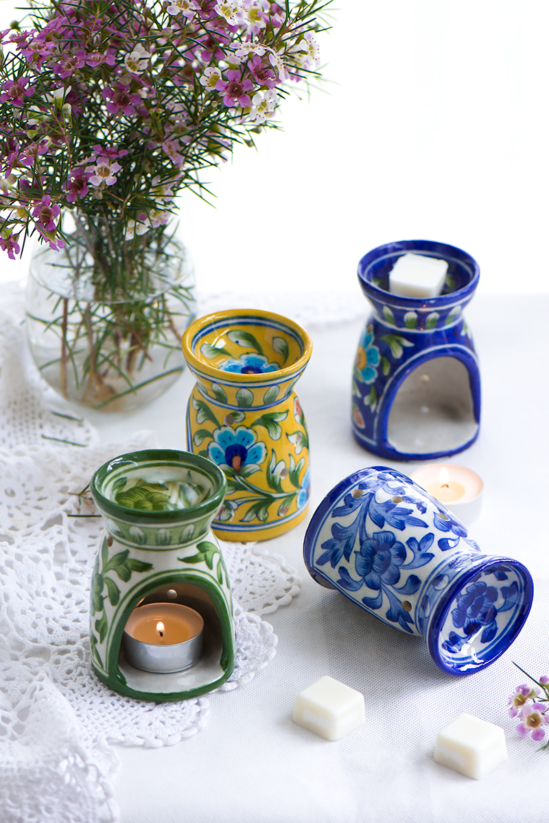 Handmade Blue Pottery Melt Diffuser and Melt Gift Set