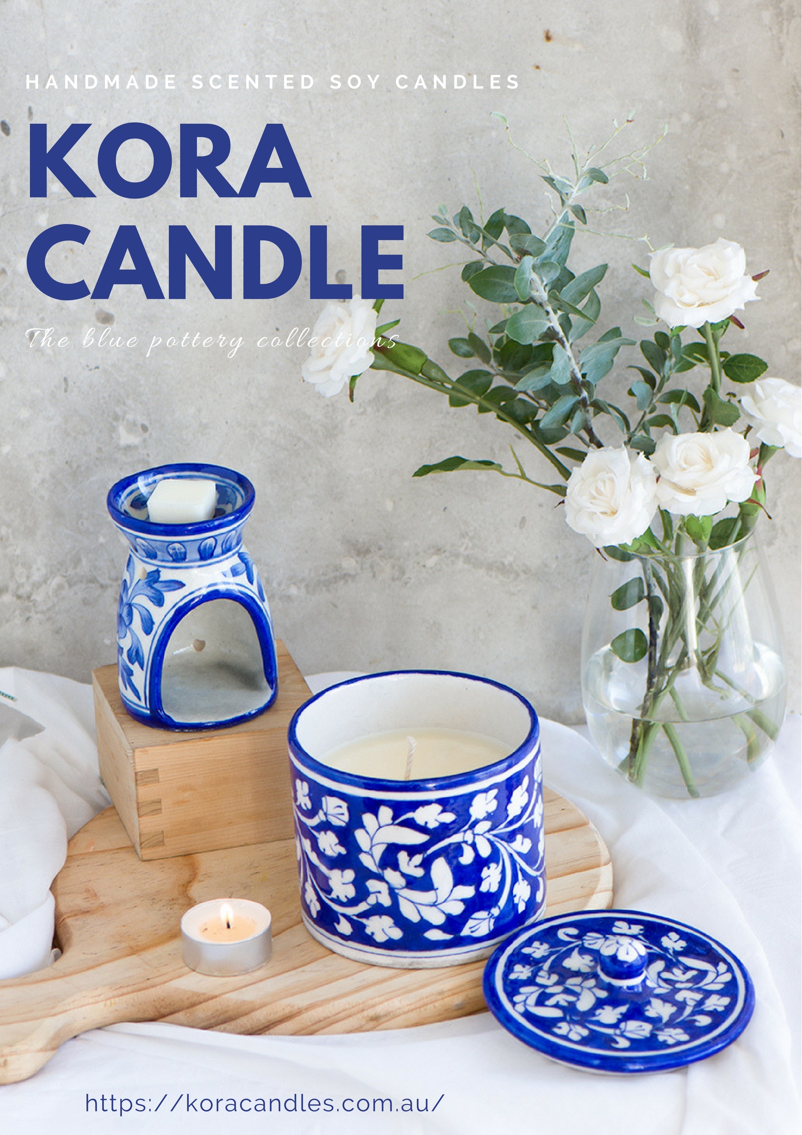 Handmade Jaipur Blue Pottery Candle Jars