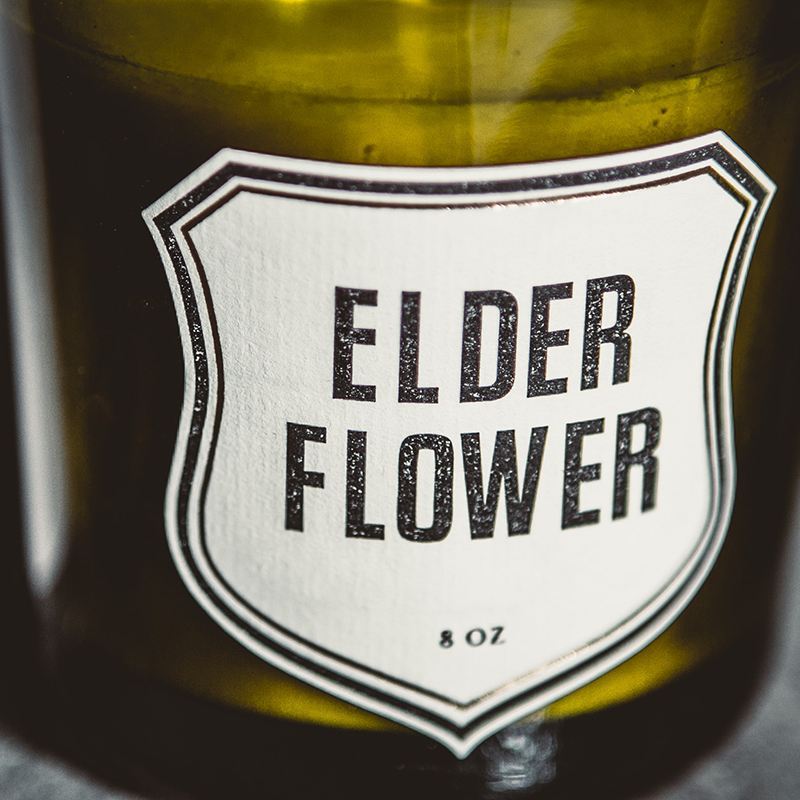 Natural essential oil candle elderberry flowers