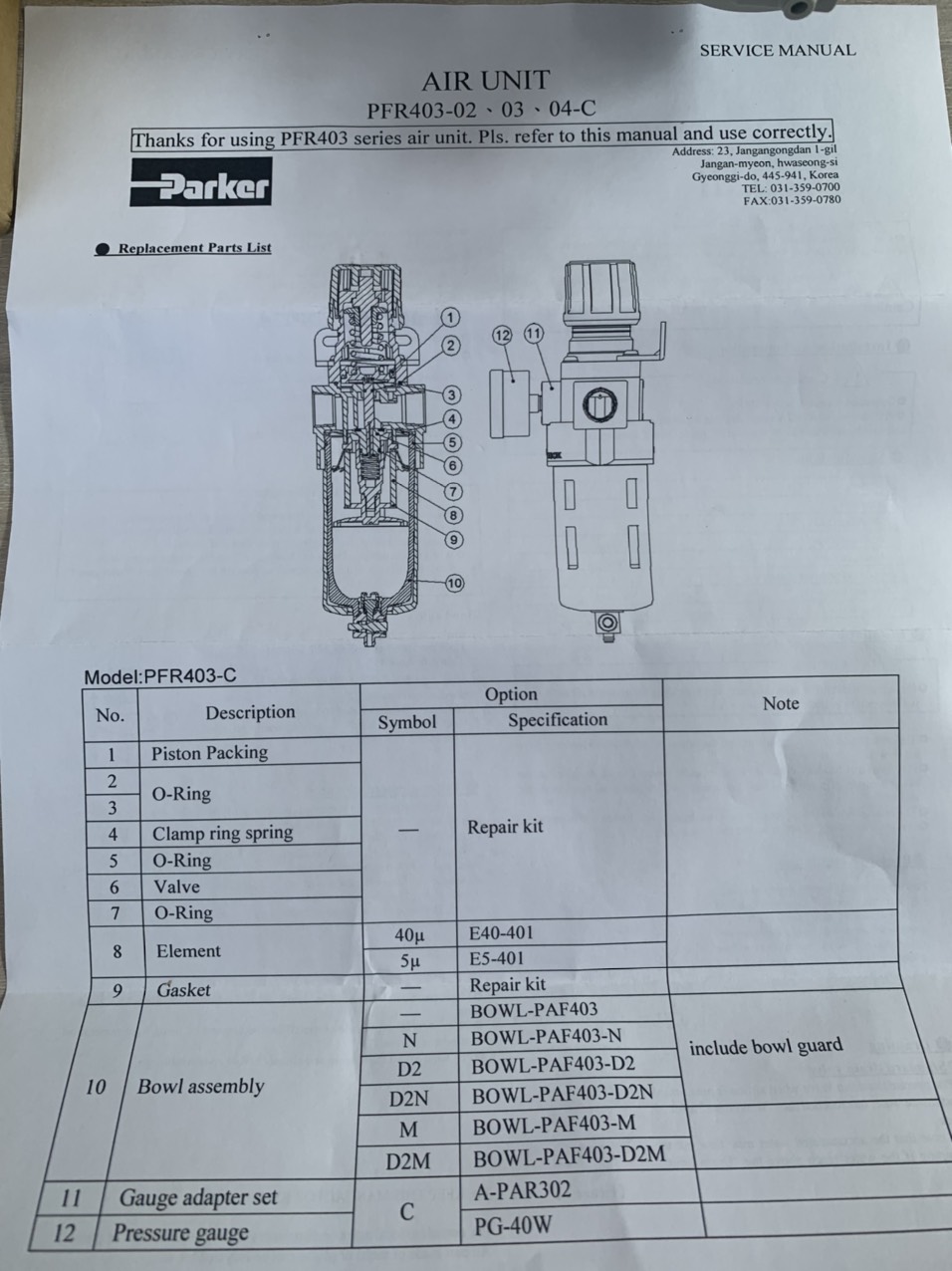 Bo loc khi Parker PFR403-04-C (9)