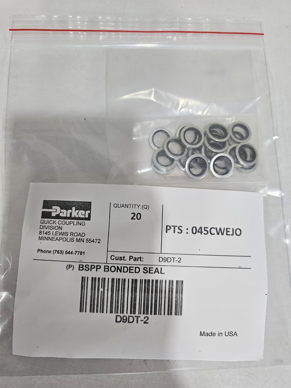 D9DT-2 bonded seal BSPP