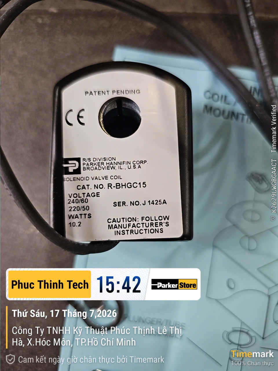 202850 SOLENOID CL/HS,PK 240/60, 220/50 10.5W