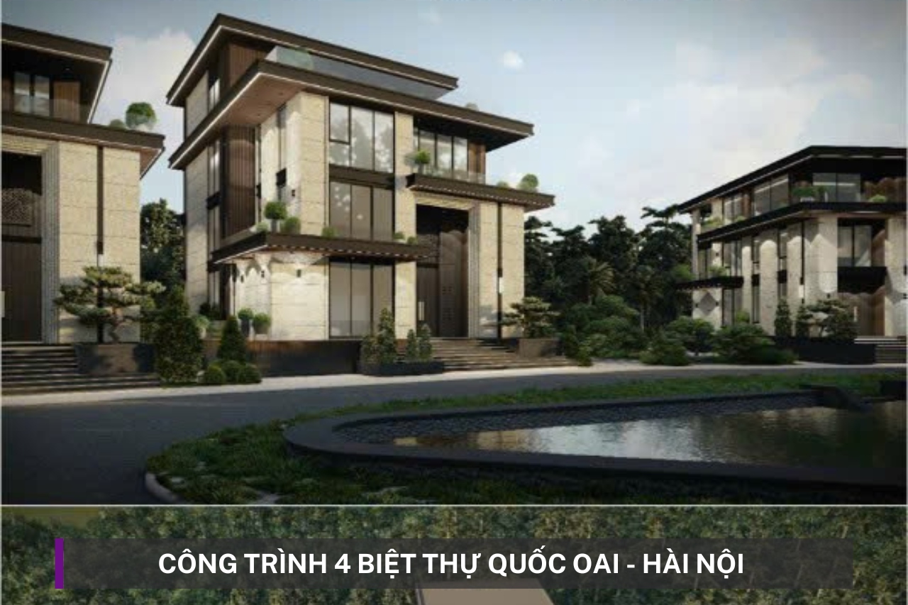 Công trình Sơn đá hoa cương mã mầu CSA8328 - 4 Biệt Thự tại Quốc Oai