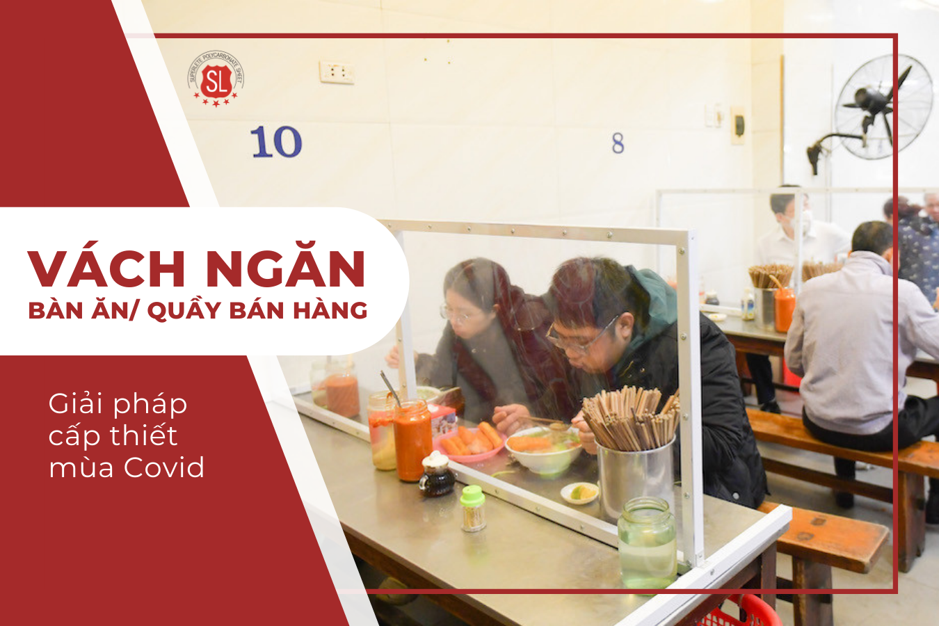 VÁCH NGĂN QUẦY BÁN HÀNG/BÀN ĂN TỪ POLY