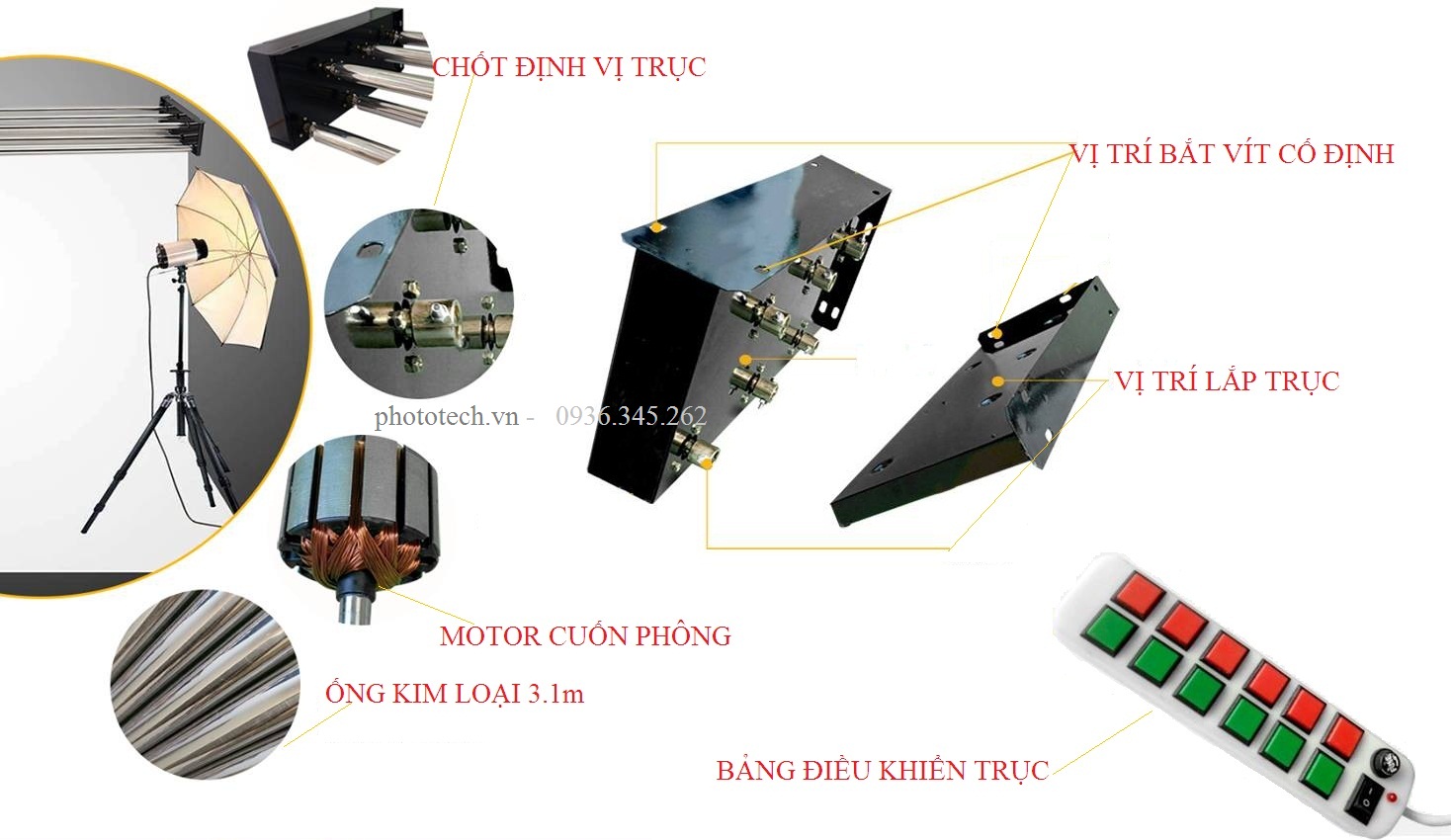 bộ trục cuốn phông trong phòng chụp