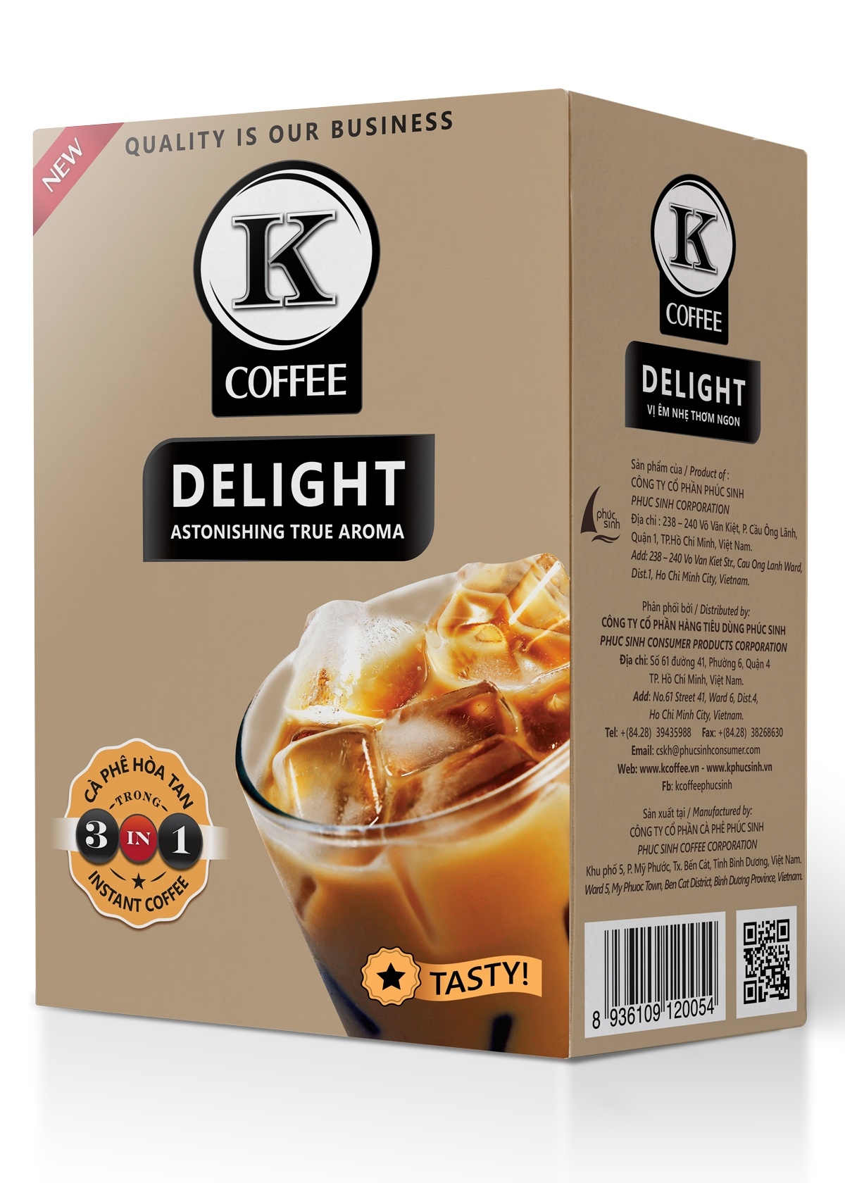 CÀ PHÊ SẠCH K DELIGHT 3IN1 HỘP 255G