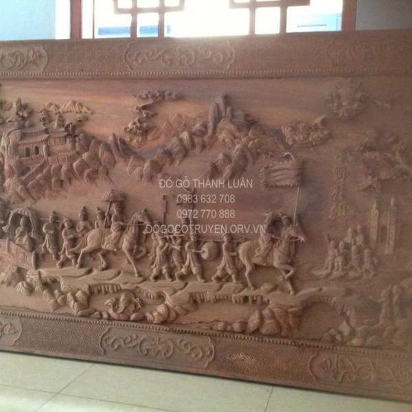 TRANH ĐỤC VINH QUI BÁI TỔ GỖ HƯƠNG LIỀN TẤM