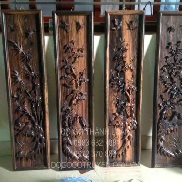 TRANH TỨ QUÝ GỖ MUN