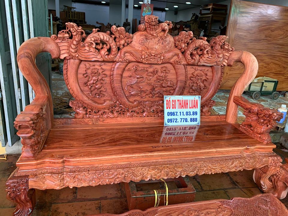 Bộ Ghế Nghê Bảo Đỉnh Gỗ Hương Đá Cột 12 10 Món (Hàng Víp Giá Bình Dân)