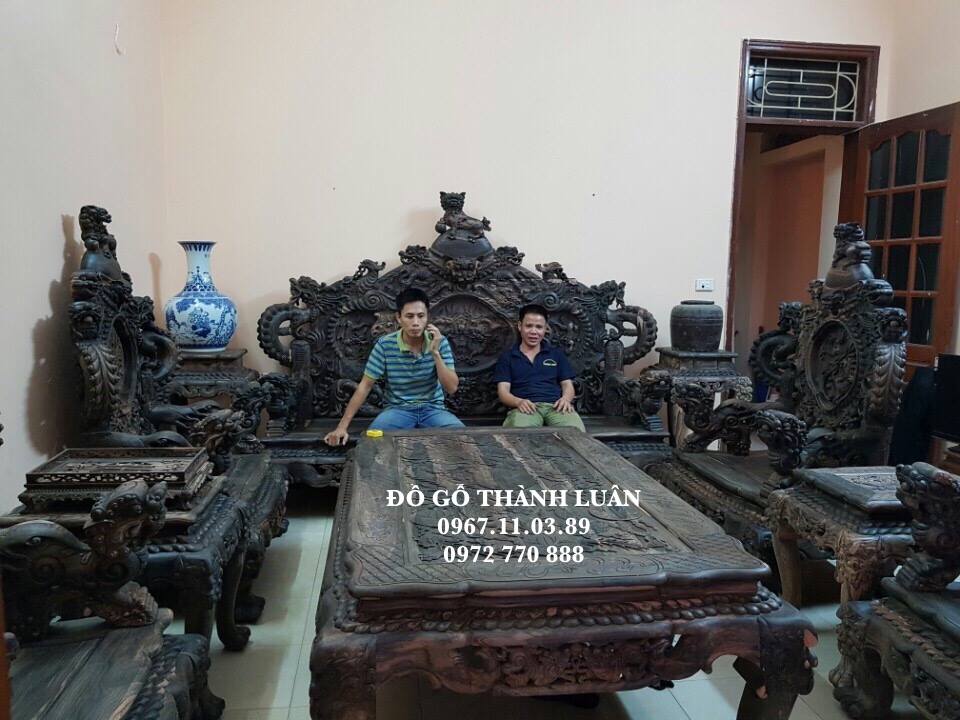 Bộ Ghế Đỉnh Rồng Gỗ Mun 12 Món