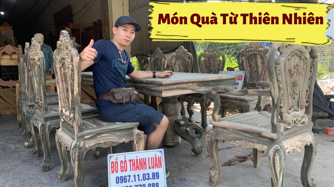 Bộ Bàn Ghế Ăn Gỗ Mun Vân Siêu Víp. Bán Vê Phan Thiết