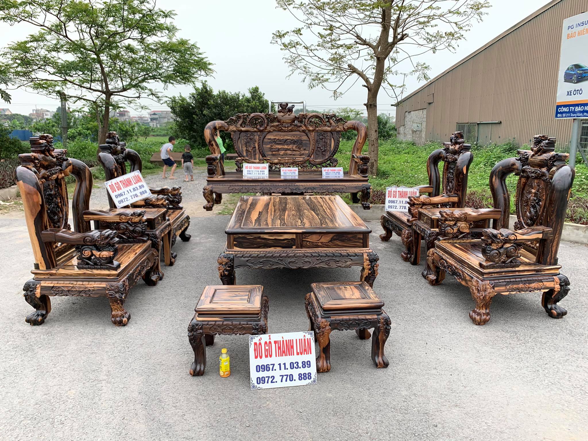 Bộ Ghế Nghê Bảo Đỉnh Cột 14 Gỗ Mun Bán Về Thanh Hoá