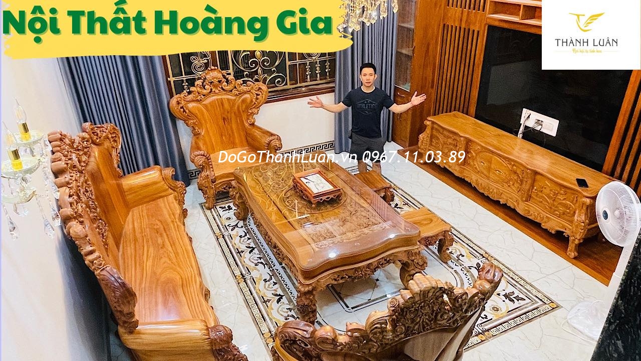 Bộ Ghế Hoàng Gia-Kệ Tivi-Bàn Ghế Ăn Gỗ Gõ Đỏ. A Nam Hoàng MAi HN