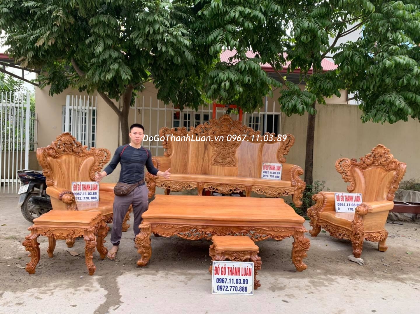 BỘ GHẾ HOÀNG GIA GỖ GÕ ĐỎ KHỦNG 6 MÓN.Khách Hải Dương