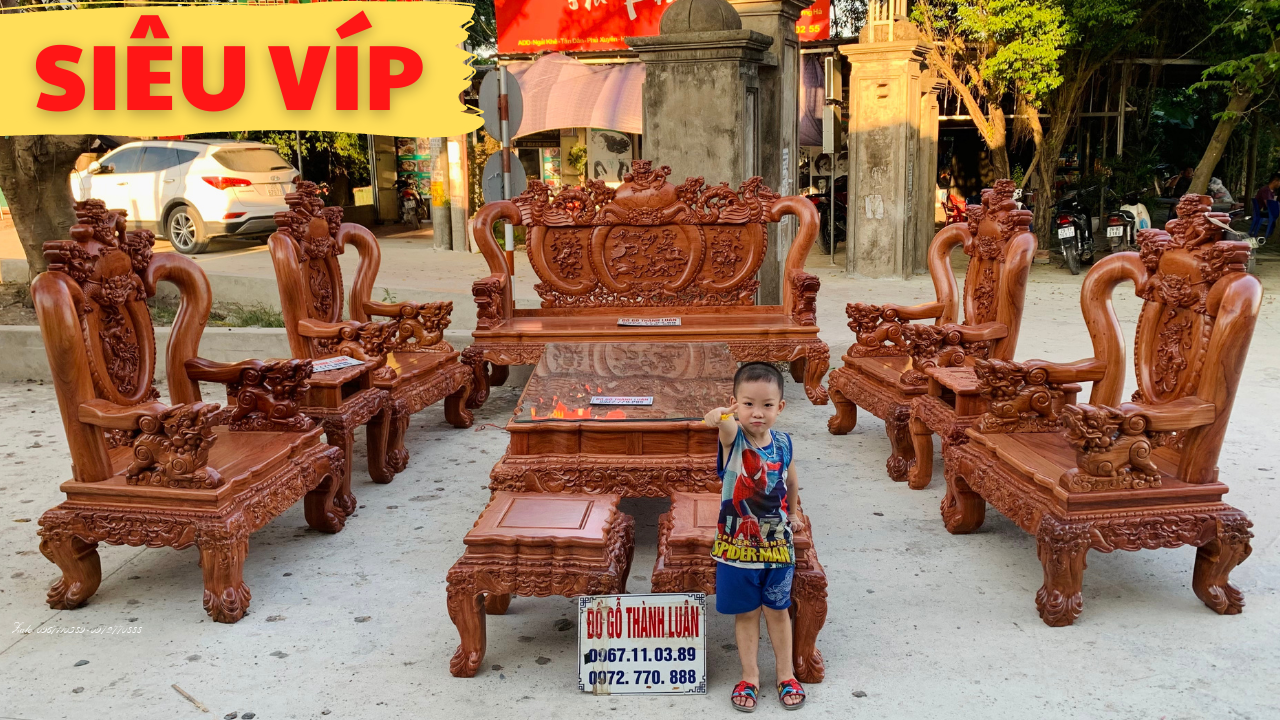 Bộ Bàn Ghế Nghê Bảo Đỉnh Cột 12 Chân 14. Cô Phượng Hà Nội