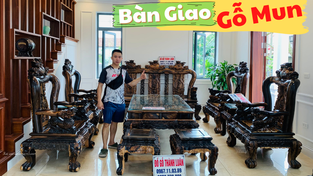 BỘ GHẾ MINH NGHÊ GỖ MUN. Chú Thái Phú Xuyên HN