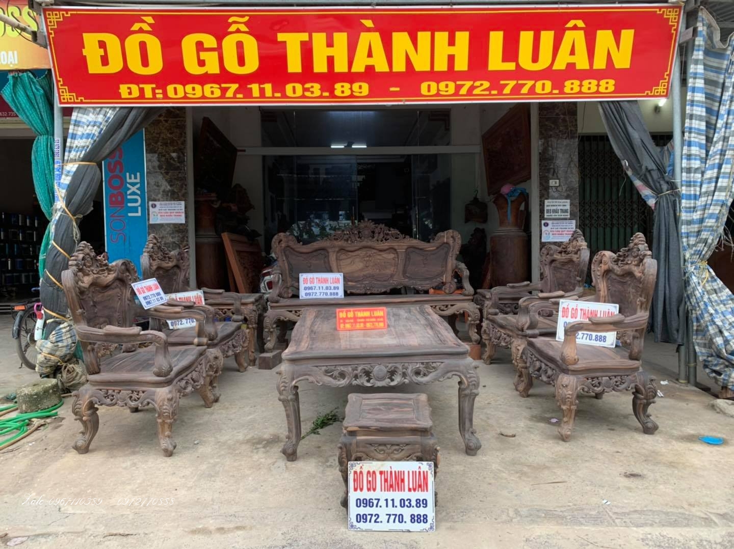 Bộ Bàn Ghế Lu-i (Louis) Tân Cổ Điển Gỗ Mun