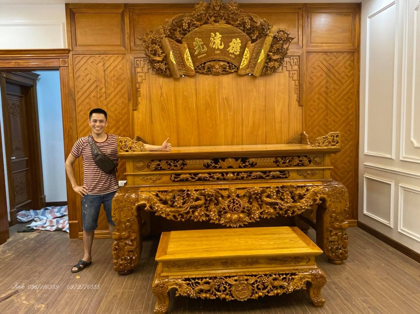 Sập Thờ Mai Điểu,Cuốn Thư Câu Đối Gỗ Gụ