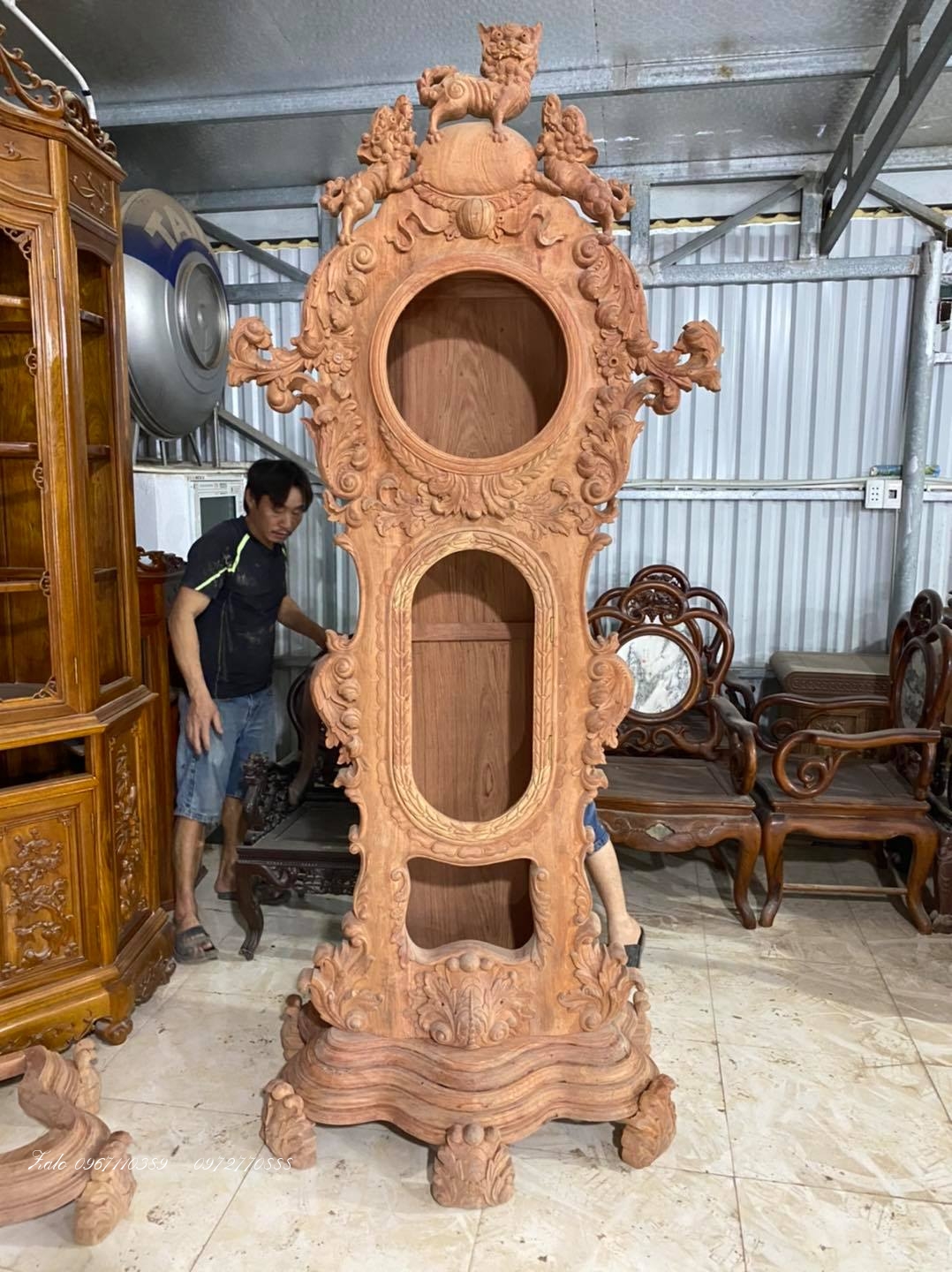 ồng hồ cây gỗ hương đá,