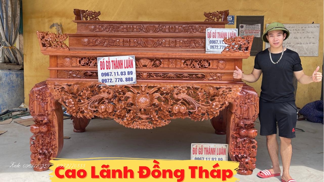 Sập Thờ Mai Điểu Tam Cấp Gỗ Hương Đá. Khách Đồng THáp