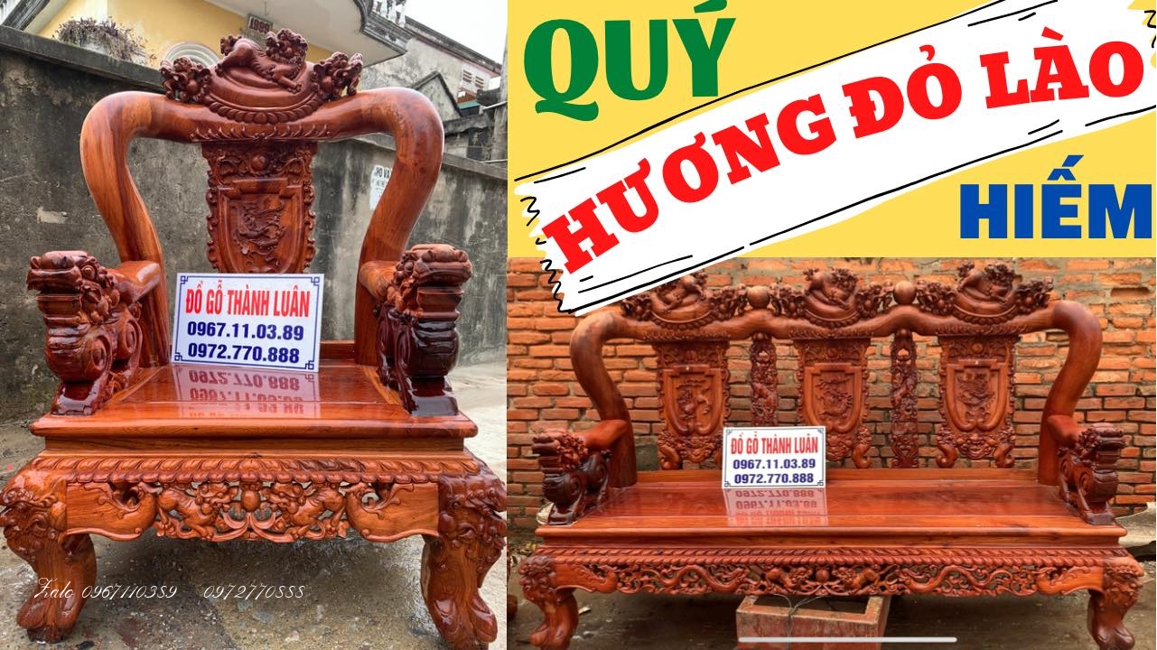 Bộ Bàn Ghế Minh Quốc Nghê Gỗ Hương Đỏ Lào