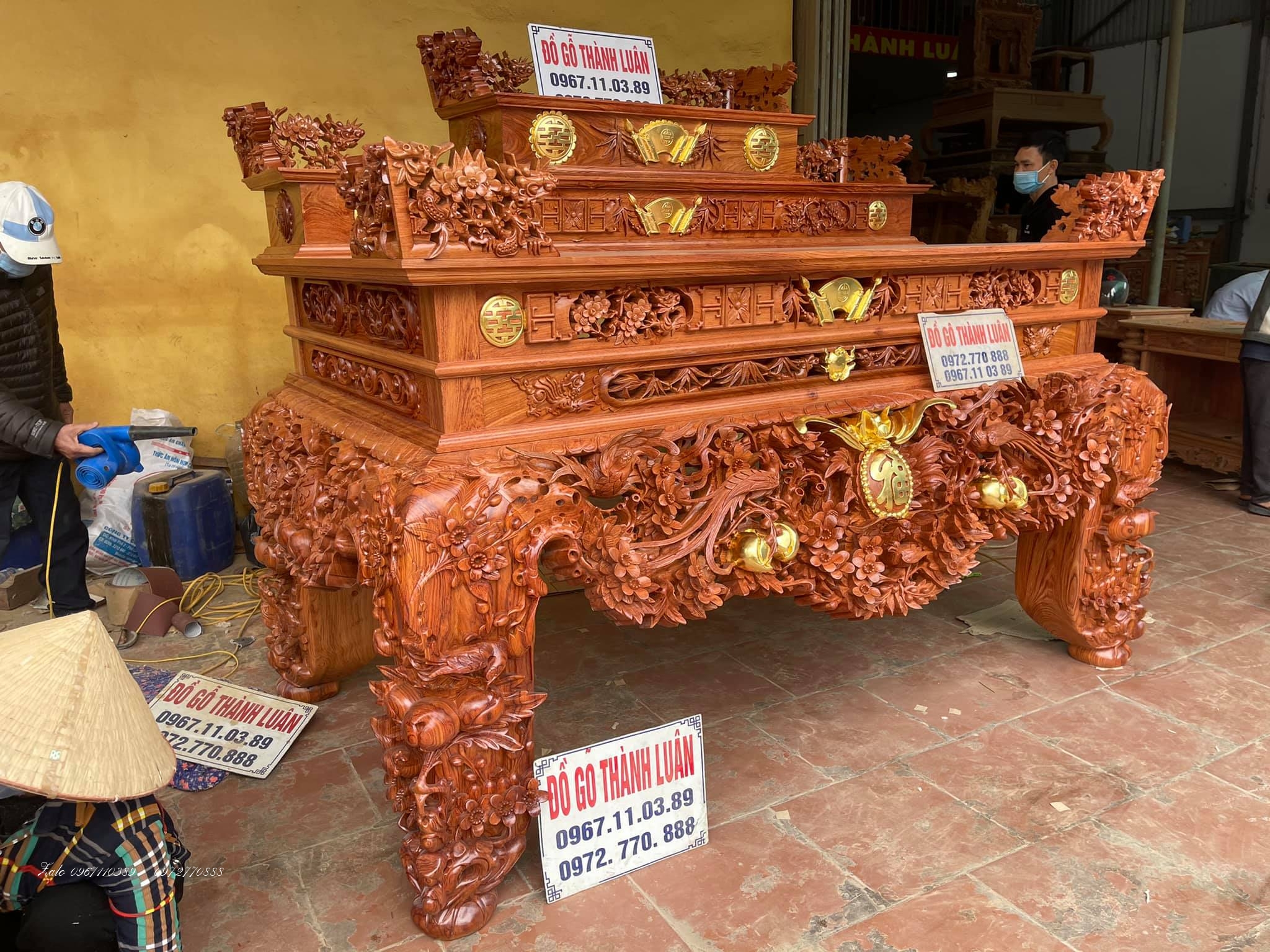 Siêu Sập Thờ Mai Điểu Gỗ Hương Đá