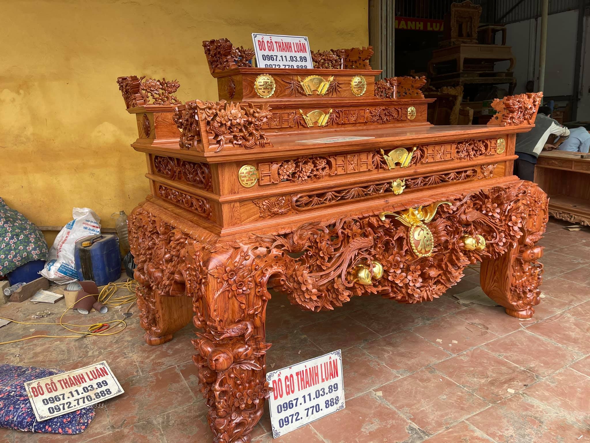 Siêu Sập Thờ Mai Điểu Gỗ Hương Đá.