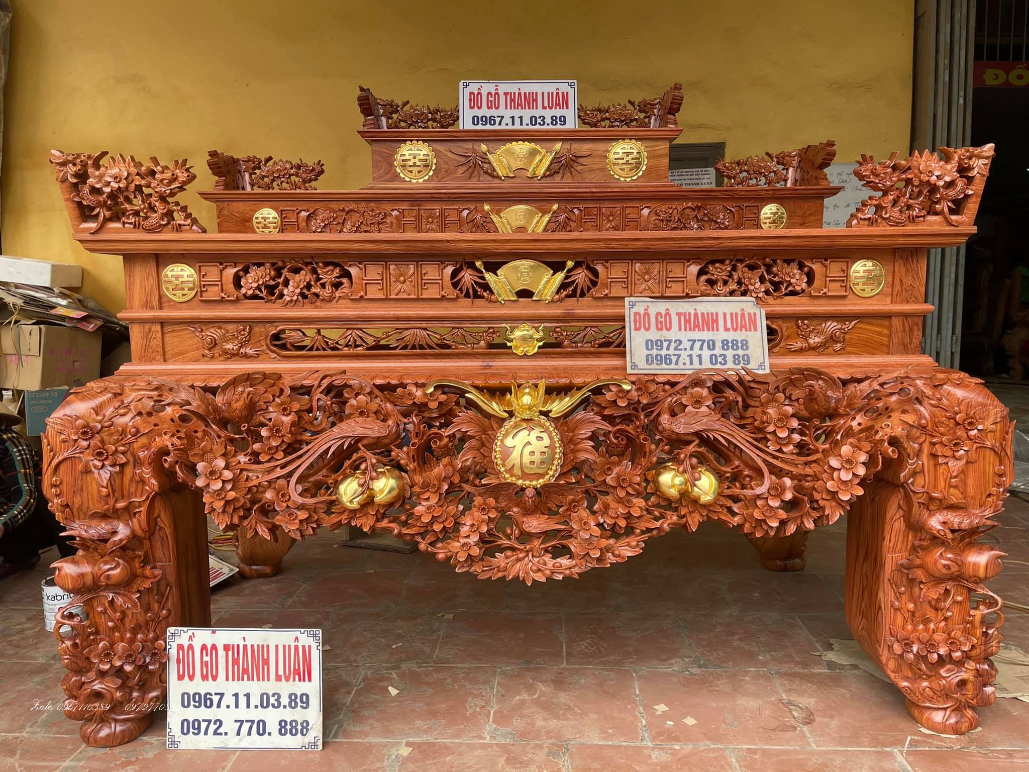 Siêu Sập Thờ Mai Điểu Gỗ Hương Đá.