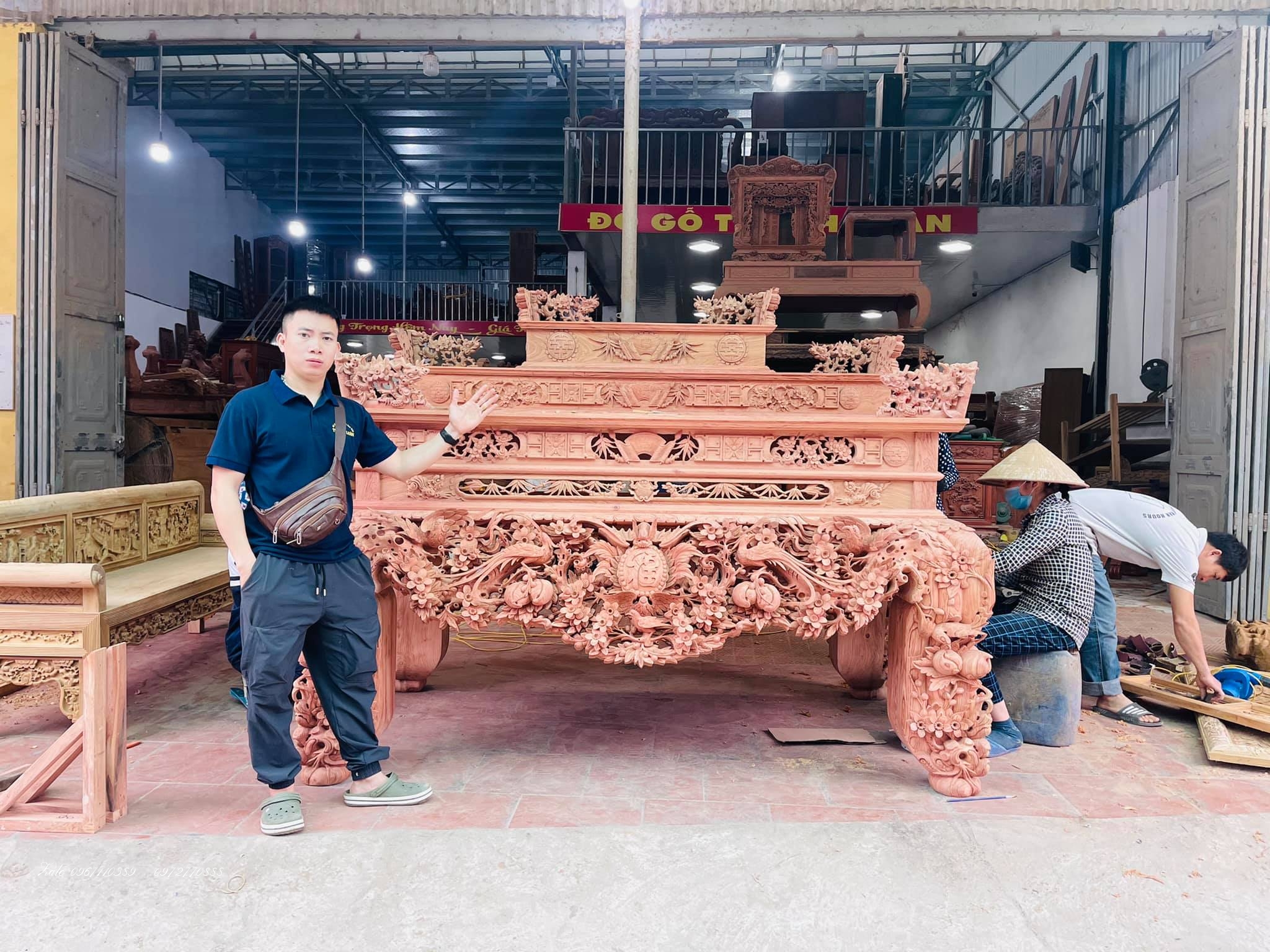 Siêu Sập Thờ Mai Điểu Gỗ Hương Đá.,