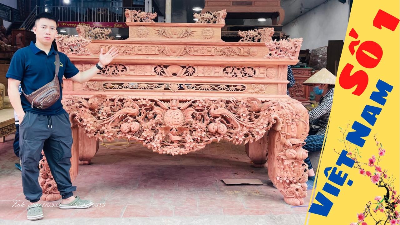 Siêu Sập Thờ Mai Điểu Gỗ Hương Đá.,:
