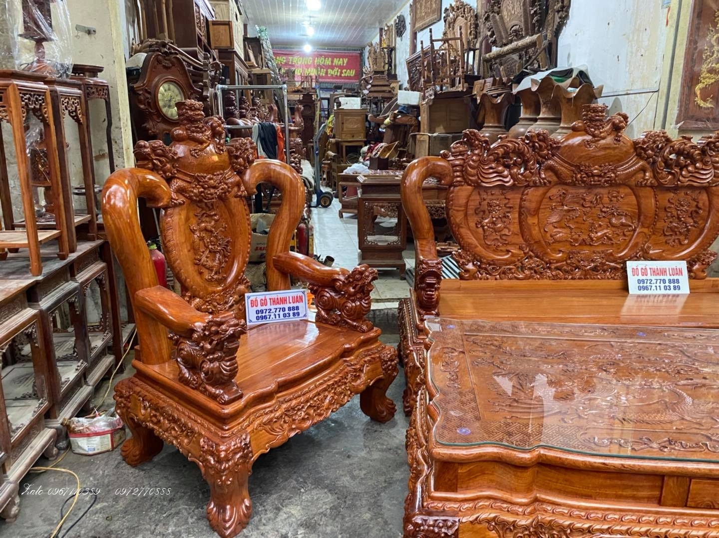 ộ bàn ghế nghê bảo đỉnh gỗ hương đá