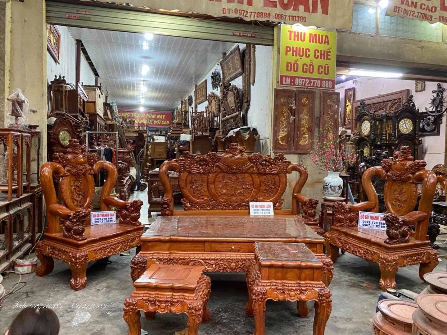 ộ bàn ghế nghê bảo đỉnh gỗ hương đá:.