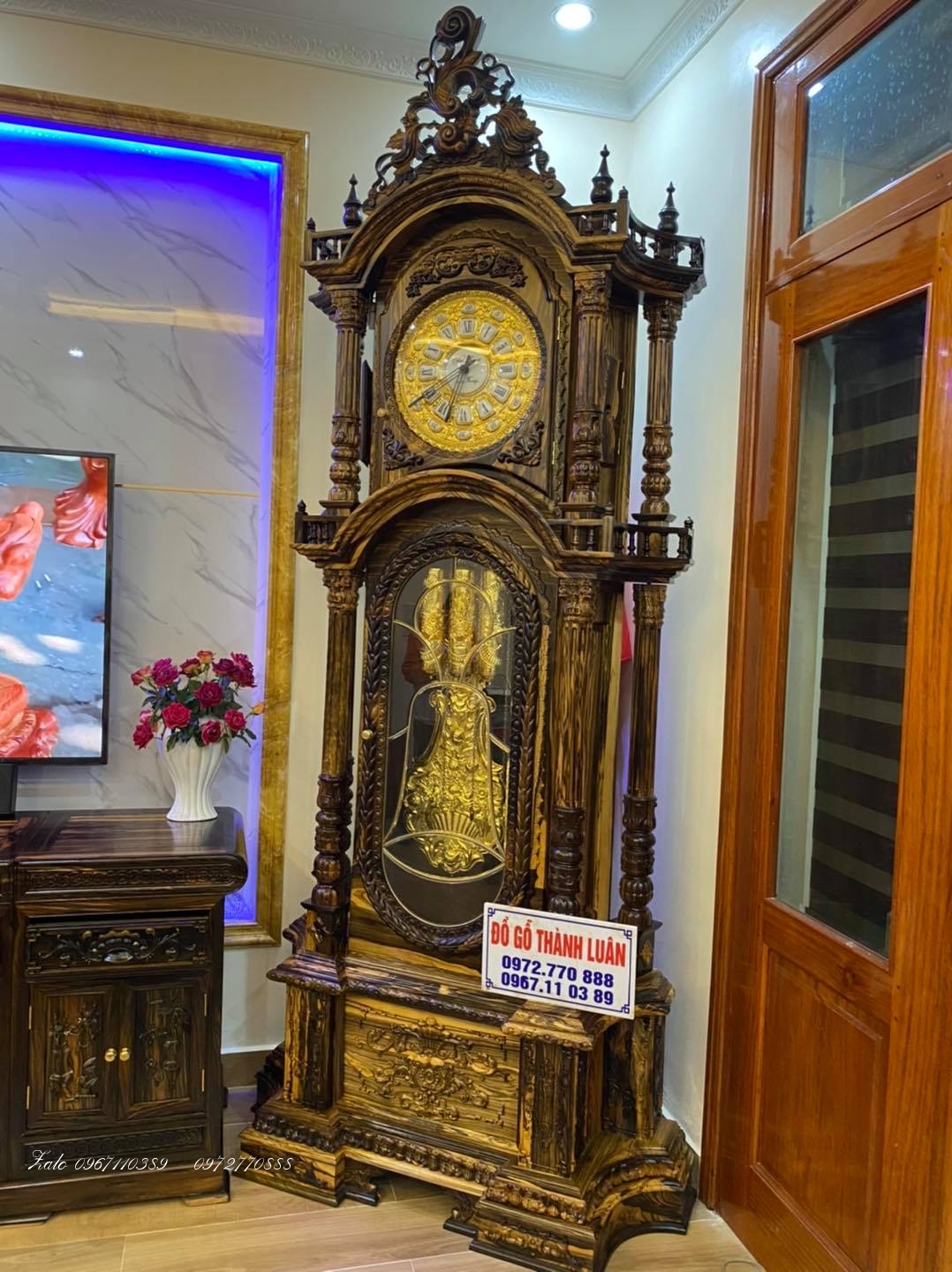 nội thất phòng khách toàn gỗ mun Lào