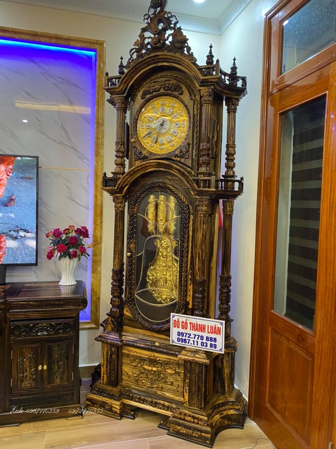 nội thất phòng khách toàn gỗ mun Lào