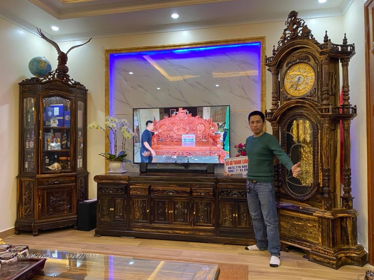 Bàn Ghế,Kệ Tivi,Đồng Hồ,Tủ Góc Gỗ Mun