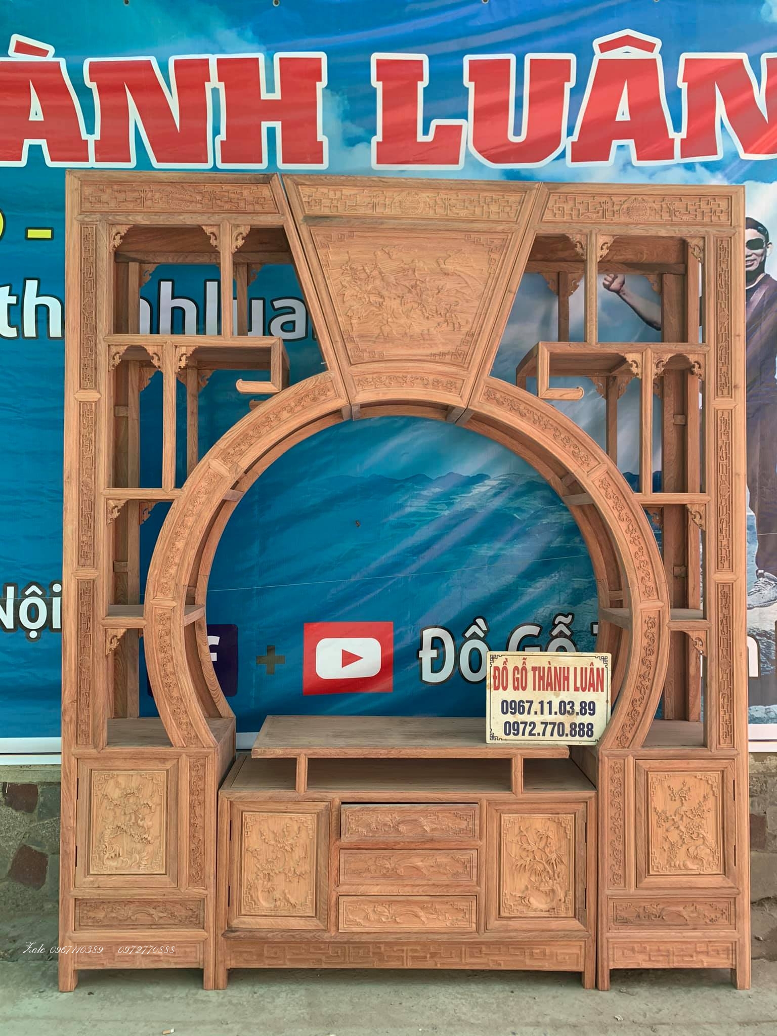 Tủ Cổng Bày Đồ Gỗ Hương Đá