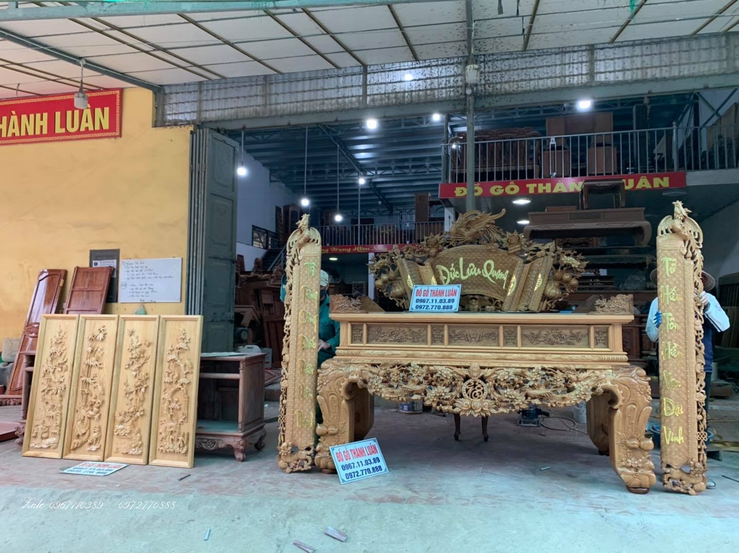 Bộ Sập Thờ Mai Điểu Gỗ Gụ Víp: