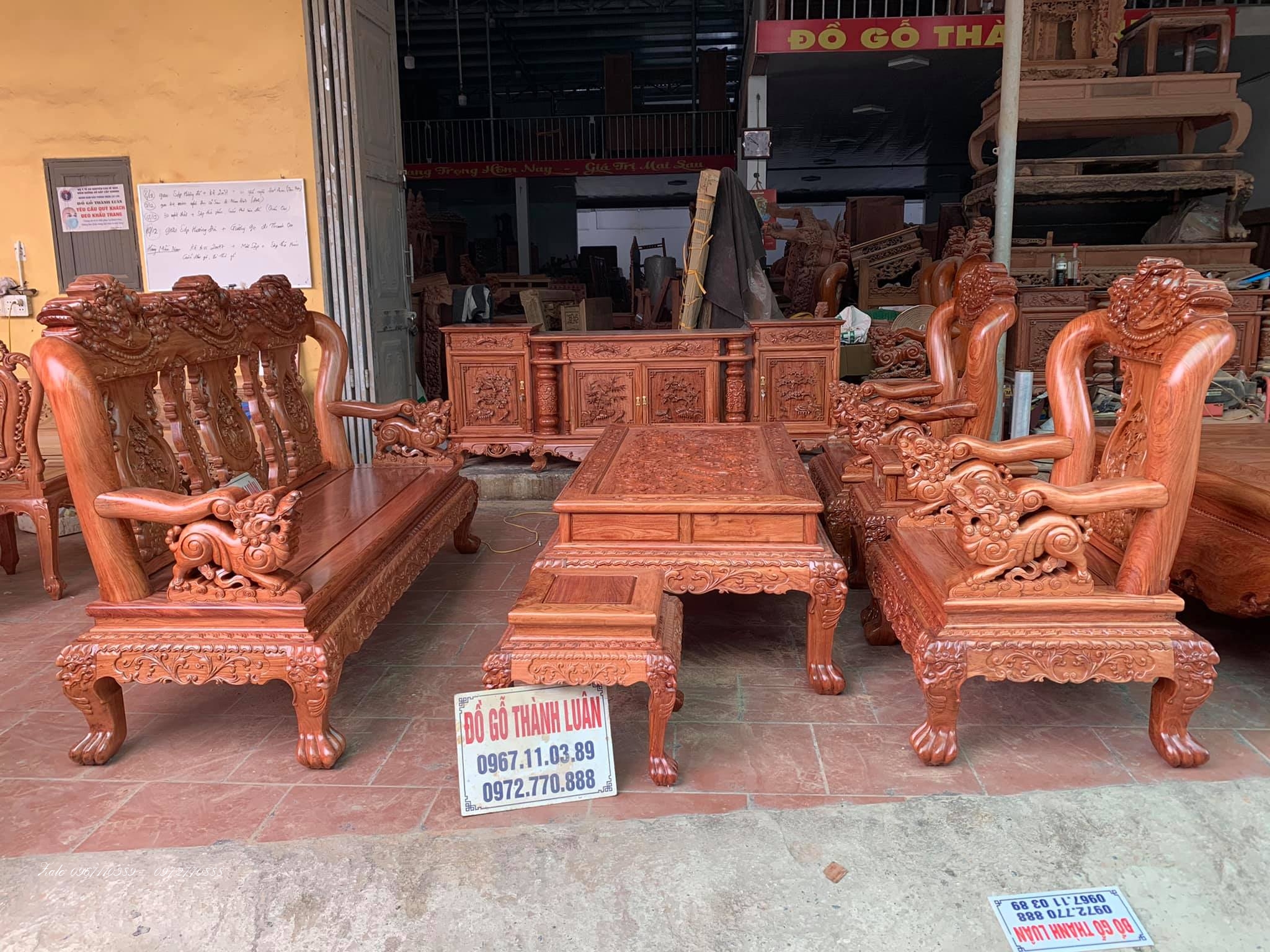 Bộ Bàn Ghế Minh Quốc Nghê Gỗ Hương :,.