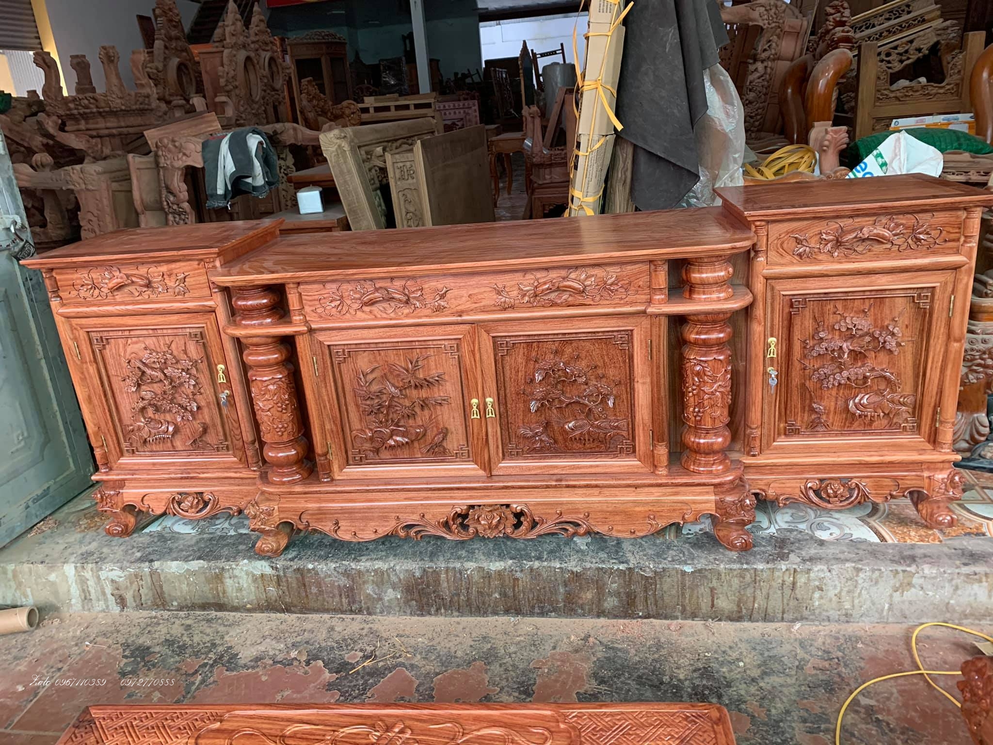 Bộ Bàn Ghế Minh Quốc Nghê Gỗ Hương,