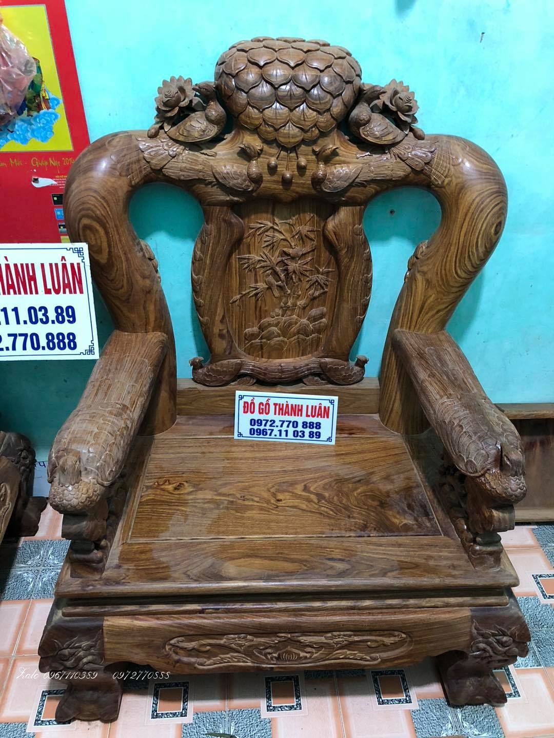 Bộ bàn ghế minh quốc chim công gỗ hương ,  ,