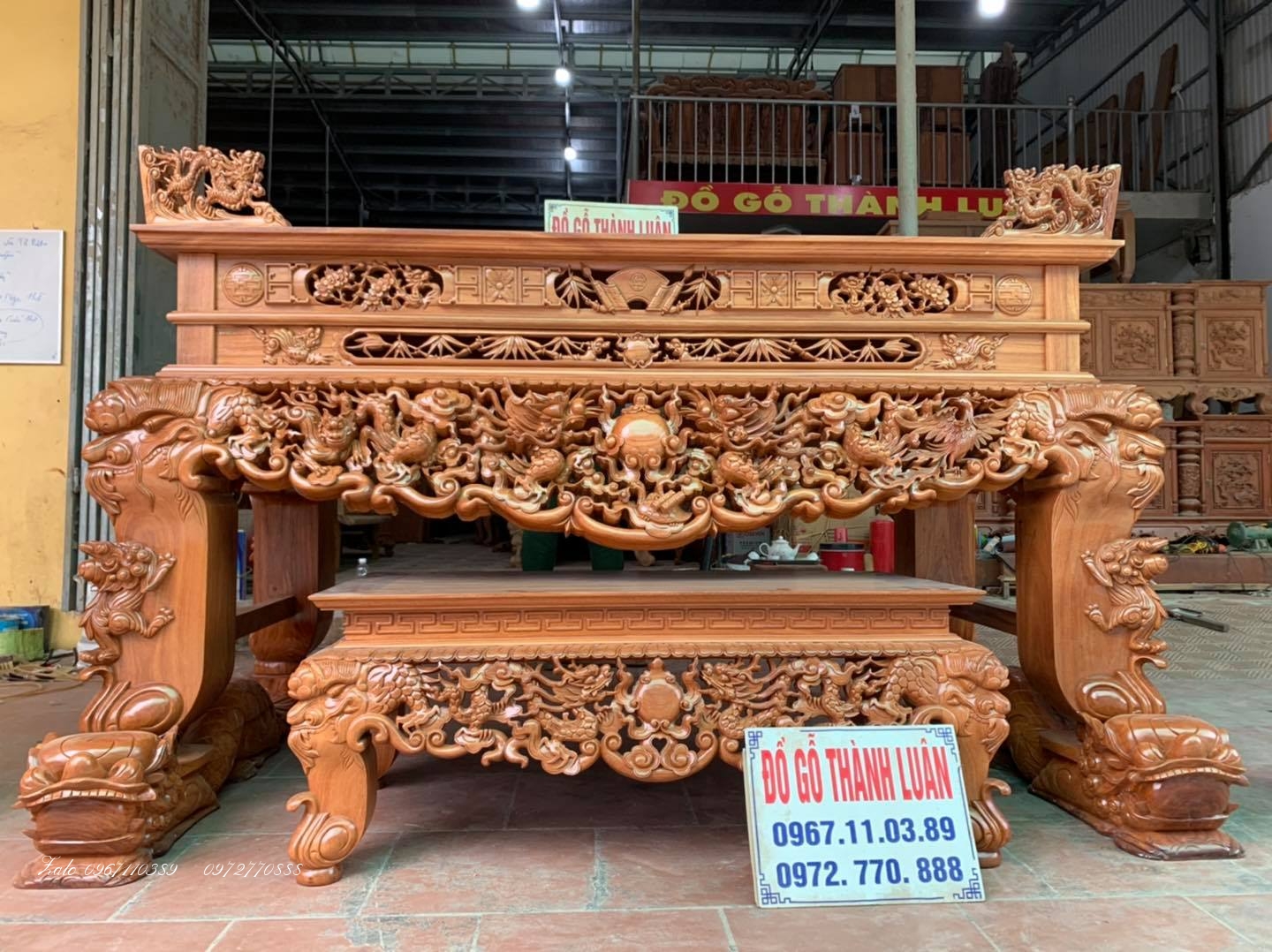 Bộ Ghế Nghê Bảo Đỉnh,Kệ Tivi,Đồng Hồ Gỗ Hương :.,